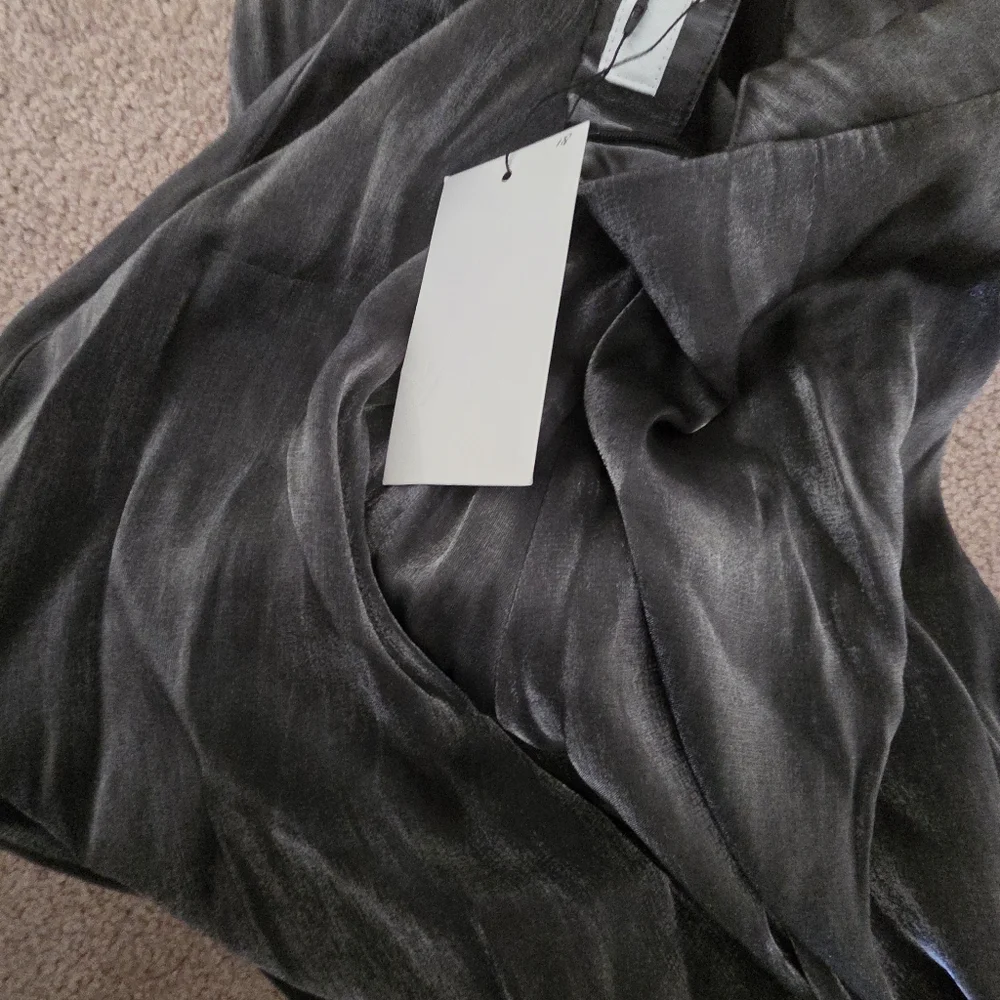 Zara Balloon Metallic Silver Gray Jumpsuit Size M